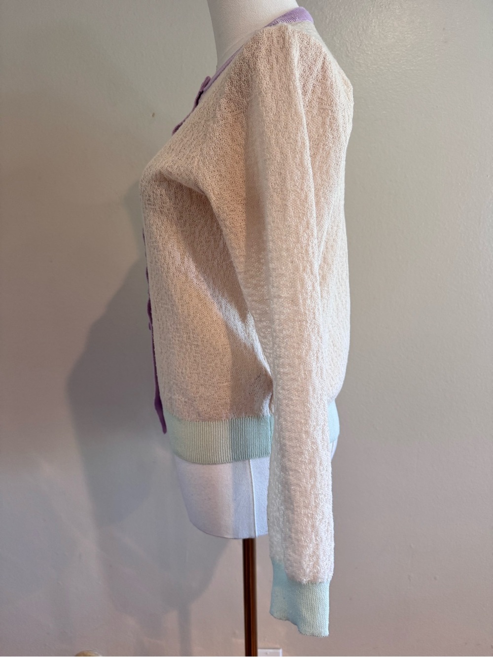 Zara Pastel Colorblock Open Knit Cardigan Size Small - Picture 5 of 10